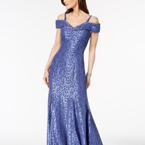 Like New R&M Richards Off the Shoulder Lace Gown ~  Periwinkle Blue  ~ Worn Once